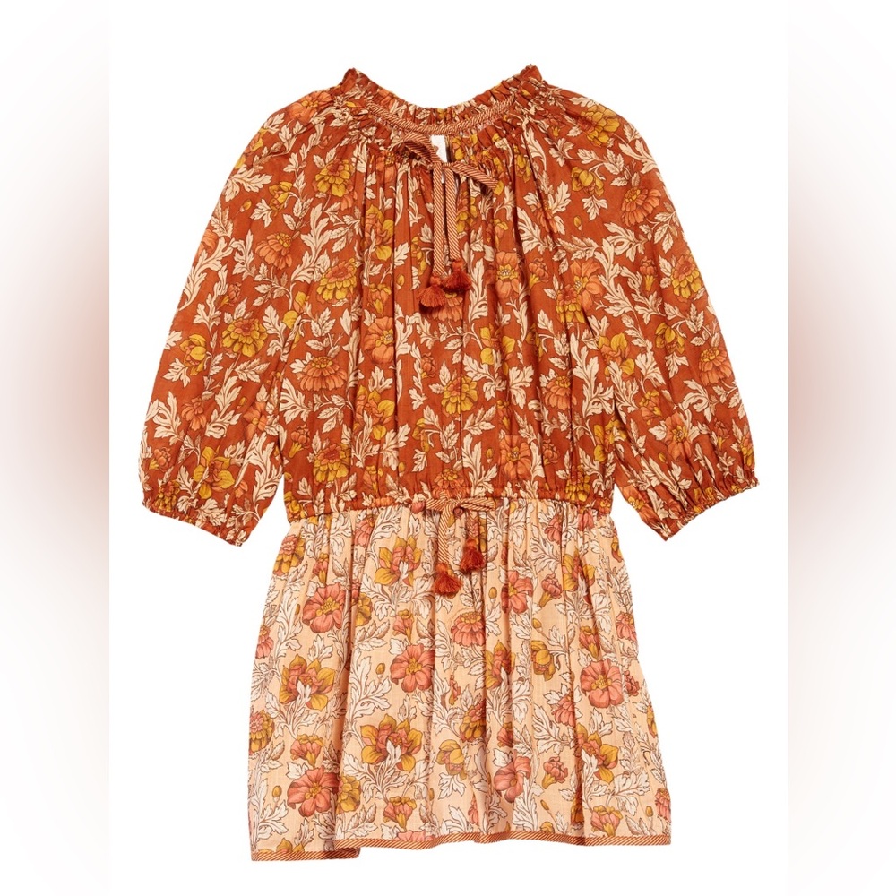 NWT Kids Zimmermann Autumn Orange Floral Dress sz 10